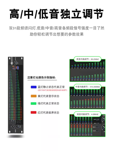 Equalizer professional home stage performance high school bass EQ noise reduction bar wedding dual 31-segment digital tuner digital equalizer XLR male and bus