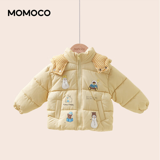 Mami Maca (MOMOCO) children's clothing boys' cotton jacket 2025 winter style medium and large children's versatile casual cotton jacket yellow 90