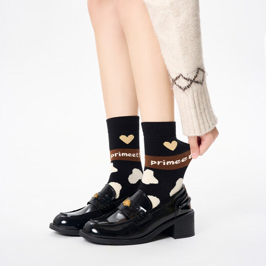 Pami socks for women spring and autumn coffee color 2025 new Maillard mid-calf socks cute Japanese black autumn and winter brown stockings retro mid-calf socks one size fits all for women (suitable for sizes 36-39)