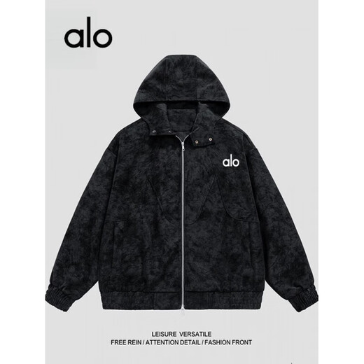 ALO American retro leather jacket men's spring and autumn trendy brand loose casual hooded motorcycle jacket trendy 838 hooded style light blue S 90-115Jin Jin equals 0.5 kg