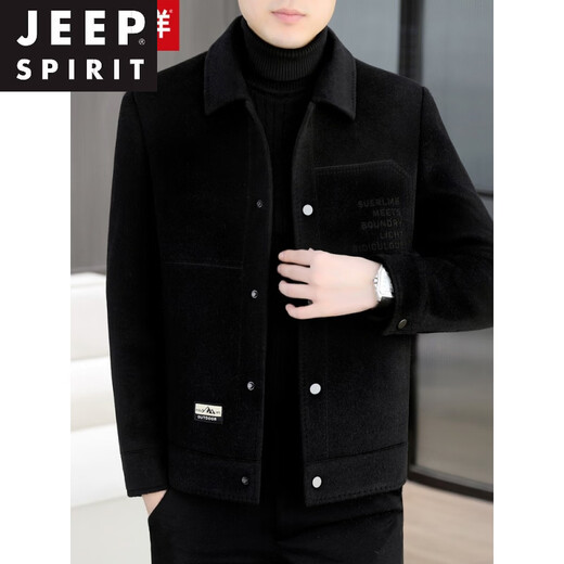 JEEP SPIRIT Double-sided Wool Jacket Men's Short Winter New Lapel Thickened Down Liner Jacket Men's Winter Khaki 802 Regular M 90-115Jin Jin is equal to 0.5 kg