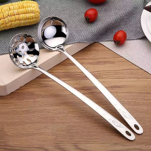 Stainless steel soup spoon for serving soup and drinking soup, all-in-one hot pot spoon set, soup colander, large long-handled spoon, household single spoon