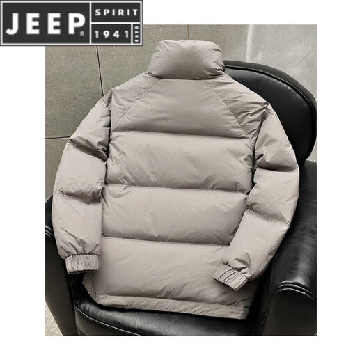 JEEP SPIRIT warm and light down jacket men's winter 2025 new handsome stand-up collar cold-proof clothing black gold hot winter jacket gray M