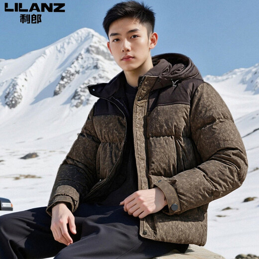 Мужской пуховик в том же стиле в торговом центре Lilanz, новый национальный стандарт 90, утолщенный белый утиный пух, теплый и холодостойкий хлебный пуховик, влагонепроницаемый и съемный, облачно-черный M (100-120 Jin Jin равен 0,5 кг).