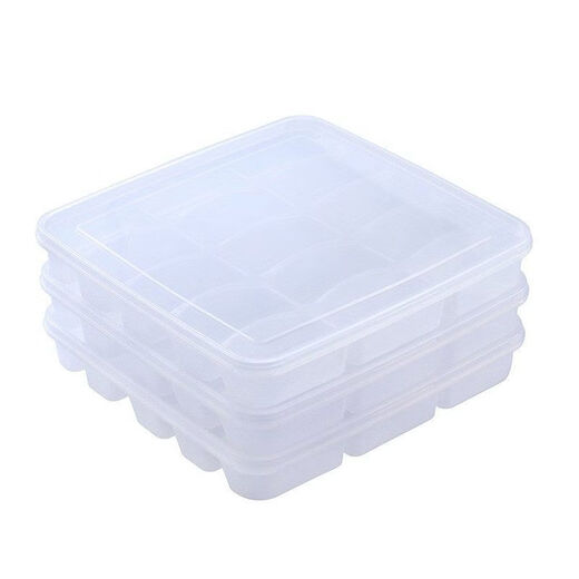 Yongfan household transparent single-layer 15-grid covered refrigerator dumpling preservation box microwaveable covered dumpling box refrigerator storage box 21-grid with lid 3-pack 21-grid with lid 3-pack