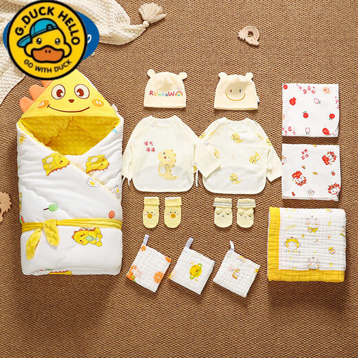 G.duck baby delivery bag complete set delivery room bag single quilt clothes summer spring autumn winter newborn baby quilt set summer style 350g Ping An Xile - red thirteen pieces