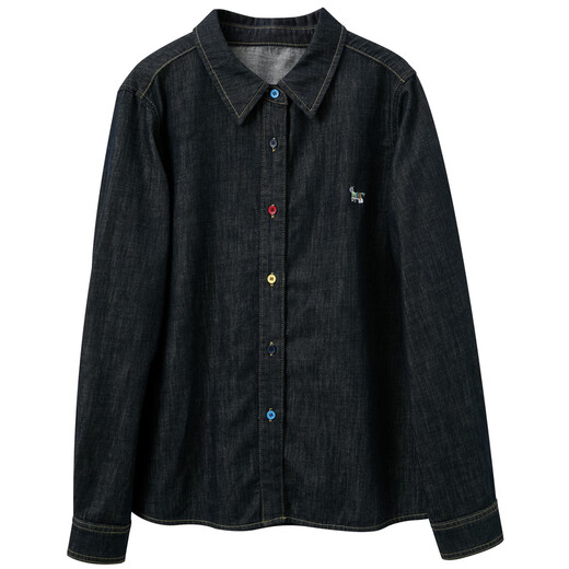 Tricolor 100 cotton 2026 spring new retro washed denim shirt loose long-sleeved shirt top M deep sea blue M 160/84A