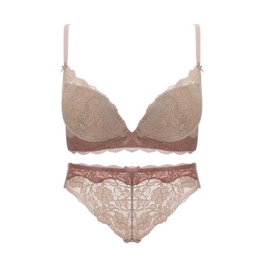 Victoria's Secret Latex Underwear Women's Small Breast Gathering Lace Wireless Adjustable Bra Set Summer Kyoto Tea-Single Underwear Counter Style 70A 32