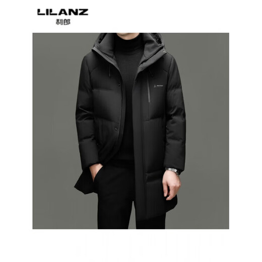 LILANZ Мужской осенне-зимний толстый пуховик 90, молодежный длинный повседневный модный теплый пиджак с капюшоном, черный 5523 со съемной подкладкой 14XL (190)