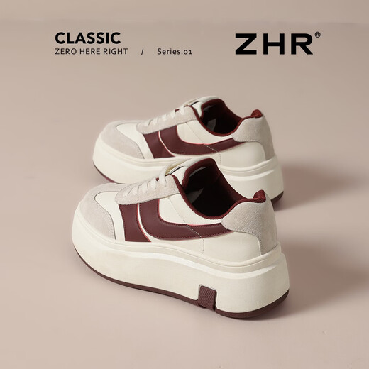 ZHR Dexun shoes for women 2026 new contrasting color platform thick-soled women's shoes versatile casual shoes for women KD175 rice red 37