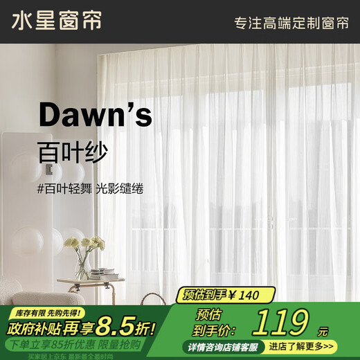 Mercury Home Textiles Mercury Home Textiles Translucent and Impenetrable Balcony Curtain Venetian Yarn Hook Style 300 Width 200 Height cm (Single Open)