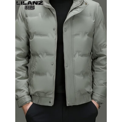LILANZ Down Jacket Men's Winter Stand Collar Business Casual Young and Middle-aged Short Light Fashion Jacket Men's Khaki 2369 3XL