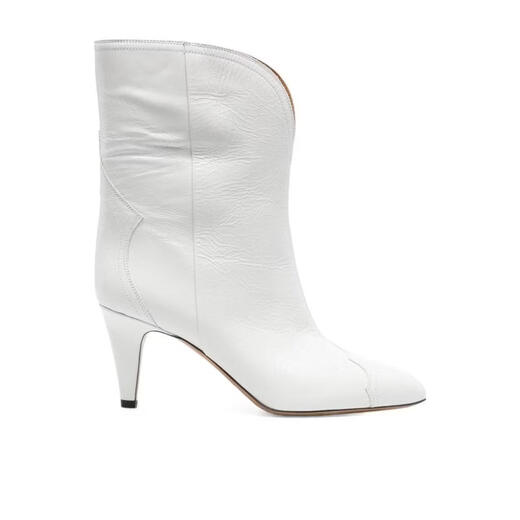 Isabel Marant women's short boots are comfortable, lightweight, non-slip, breathable, white stitching design, slip-on cowhide upper, commuting, white 36