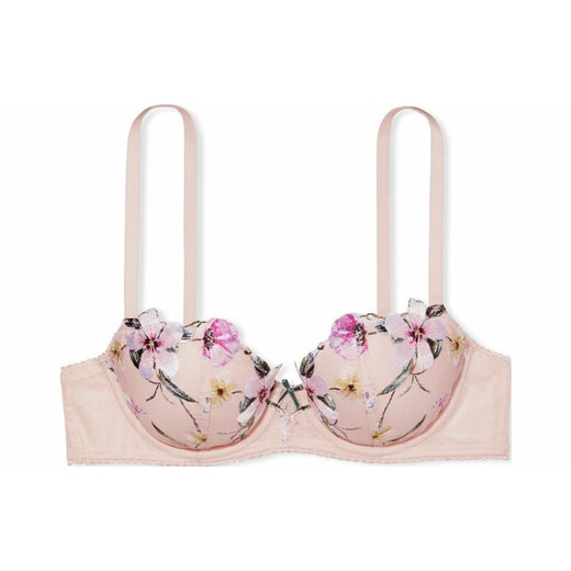 Victoria's Secret/Floral Embroidered Bow Decorated Bra Light Pink Light Pink 4XL 34D