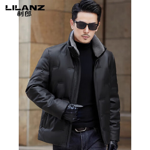 利郎（LILANZ）立领羽绒服男短款男士皮衣加厚2025冬季新款短款冬季外套 深灰色 3XL 190