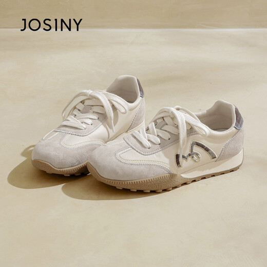 Zhuoshini Retro Forrest Training Shoes Women's 2026 New Spring Sports Women's Shoes Thick Soled White Shoes Versatile Sneakers Beige 40