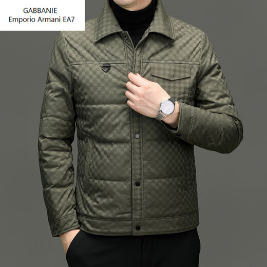Emporio Armani EA7 Armani 2026 high quality men's winter lapel down jacket thickened warm workwear outdoor sports plaid 90 white duck black XL 180