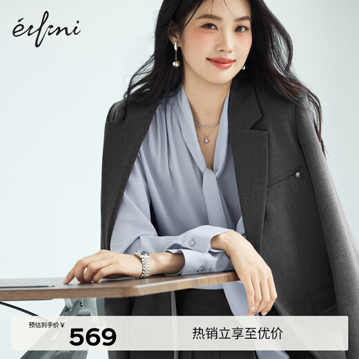 Eveli (eifini) Jiang Xin endorses single-breasted suit daily non-tight casual suit jacket for women 2025 autumn new style dark gray M 100-110Jin Jin equals 0.5 kg