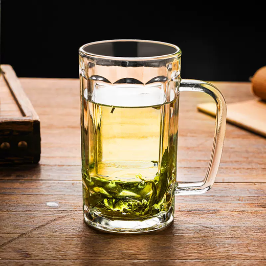 Yusenyi whole piece teahouse special teacup glass two-way water cup household beer cup with handle high-end teacup glass teacup thickened heat-resistant teacup 4 pieces