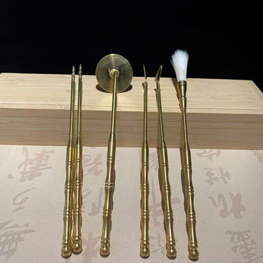 Shantou Lincun Seal Making Tool Set Lotus Seal Script Furnace Fumigation Household + Powder + Base Ash Seal Making Tool Set + 60g Powder