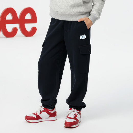 Lee children's sweatpants 2025 autumn and winter loose legged trousers for boys and girls black 130