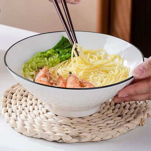 Tuojin German quality Jingdezhen craft ramen bowl household large bowl instant noodle bowl soup bowl bamboo hat bowl ceramic salad bowl Jingdezhen 8-inch bamboo hat bowl 4 pieces