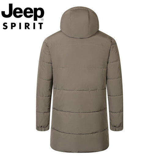 JEEP International Brand Cotton Jacket Men's Winter Thickened Warm Business Cotton Jacket Hooded Mid-Length Cotton Jacket N0578 Mid-Length Cotton Jacket Black XS