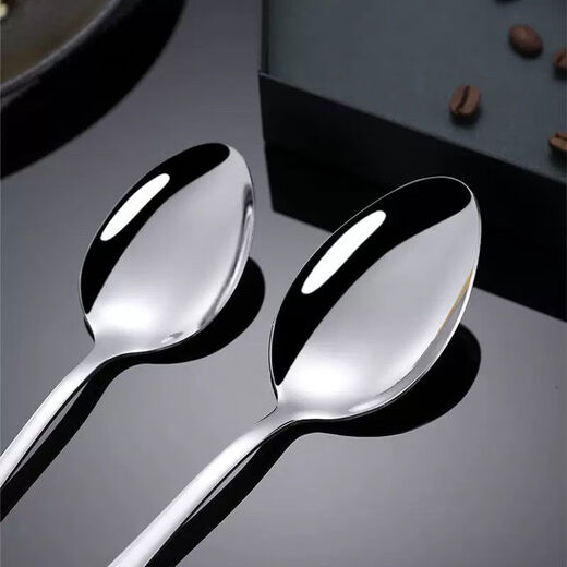 Yusenyi 304 stainless steel spoon, household western food spoon, thickened children's coffee spoon, hotel dining room spoon, No. 1 tip spoon, about 0.5cm long, suitable for main meals, etc.