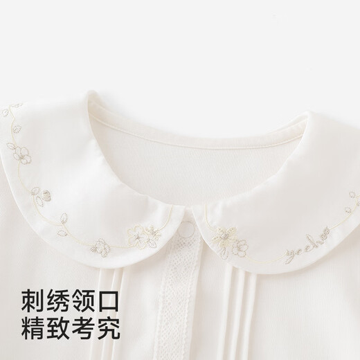 Ying's shopping mall same style children's clothing children's shirt girls doll collar shirt pure cotton top casual and versatile Yunsi white 80 cm