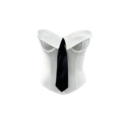 Ao Yan Lai American hot girl style tie chest tight vest women's slimming fishbone top white S