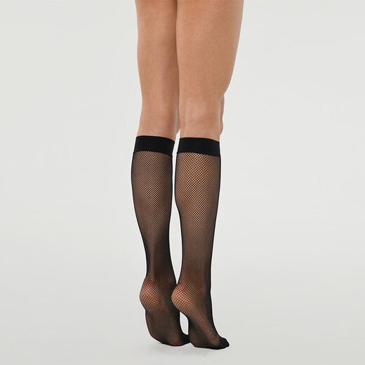 Wo wo niao Wolford/Wolford Twenties hollow fishnet calf socks 7005_black S
