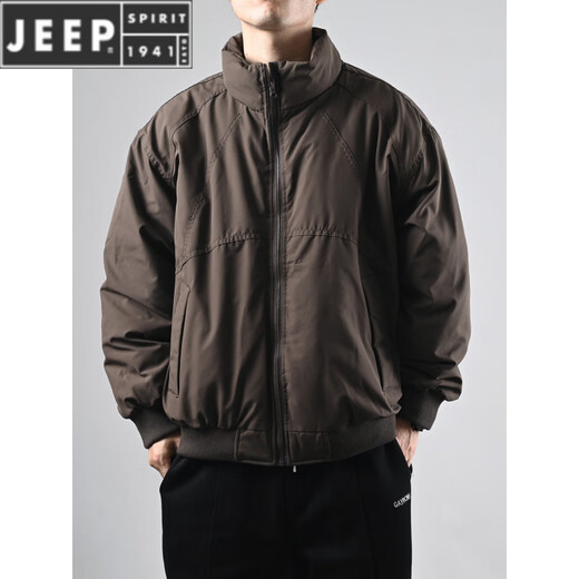 JEEP SPIRIT2026 Новый пуховик с воротником-стойкой, мужская свободная повседневная теплая куртка в японском стиле в стиле ретро, пара универсальных зимних темно-серых M-130Jin Jin весит 0,5 кг.
