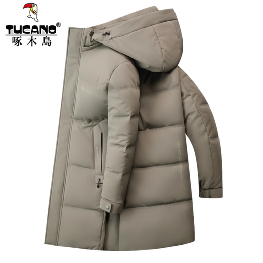 Woodpecker high-end men's down jacket mid-length hooded top large version winter new thickened warm casual jacket men's 2249 Shangqing 2XL 185