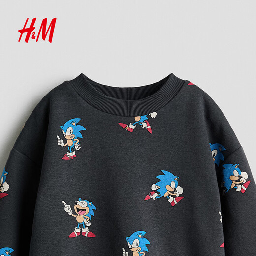 H&M2026 Spring New Children's Clothing Children's Boys' Sweaters and Shorts 2-piece Set 1321528 Gray/Sonic the Hedgehog 90 90/52 (1.5-2Y)