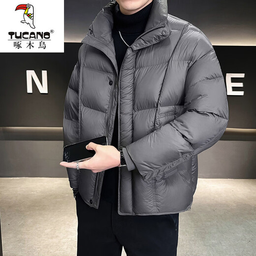啄木鸟（TUCANO）新国标90绒立领羽绒服男冬季云朵泡芙白鸭绒保暖外套男面包服 黑色 XL 135斤-150斤