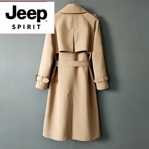 Эксклюзивный высококачественный британский мужской плащ JEEP SPIRIT, новый габардин, деловой повседневный длинный стиль, черный L, свободный стиль, 185Jin Jin равен 0,5 кг, который можно носить ниже