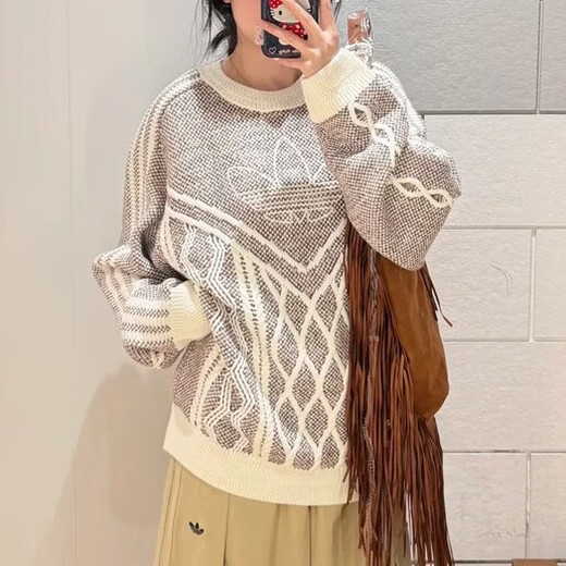 Adidas clover sweatshirt men's 2026 spring new sportswear warm sweater pullover KT0692 Year of the Horse Limited/Pink White 3XL