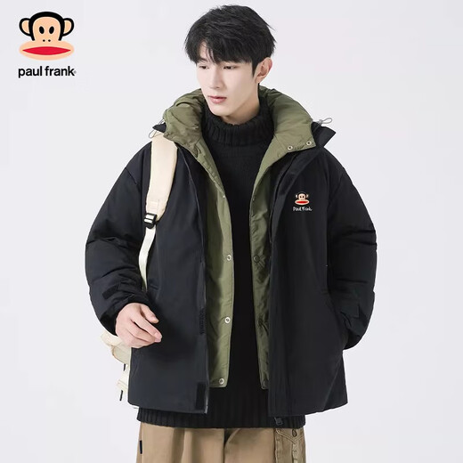 Paul Frank Japanese Retro Casual Down Jacket Men's 2026 Spring New Contrast Color Warm and Coldproof Versatile Fashion Top Khaki 85% White Duck Down M Recommended 100-120Jin Jin equals 0.5 kg