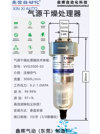 Shenhui compressed gas drying processor VVG3000 VVG3000-03ED inlet and outlet air pressure