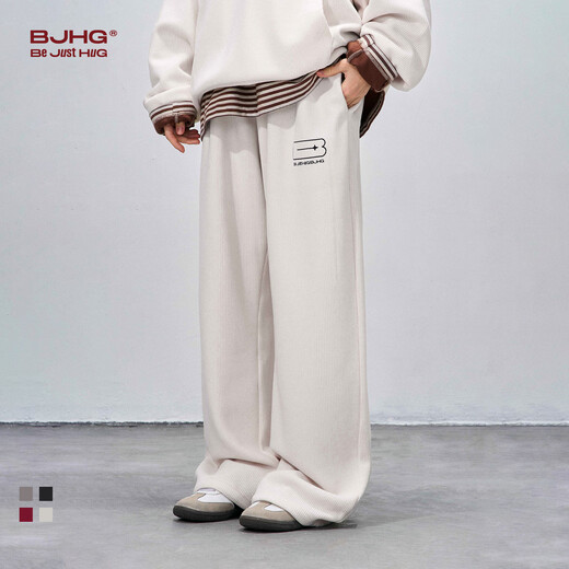 BJHG Reckless Corduroy Casual Pants Men's Spring Simple Comfortable Loose Couple Casual Pants Women's Burgundy S