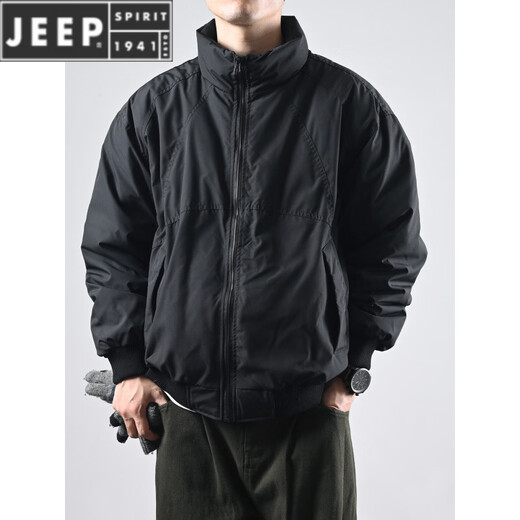 JEEP SPIRIT2026 Новый пуховик с воротником-стойкой, мужская свободная повседневная теплая куртка в японском стиле в стиле ретро, пара универсальных зимних темно-серых M-130Jin Jin весит 0,5 кг.