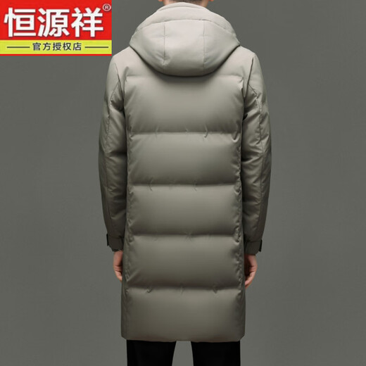 Hengyuanxiang 2025, зимняя новая длинная куртка-пуховик с капюшоном, мужская повседневная универсальная утолщенная теплая и морозостойкая куртка цвета хаки 3XL 190