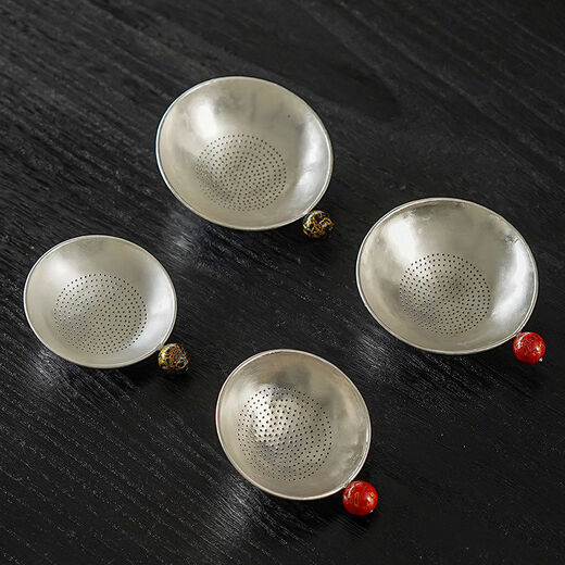 Yiji handmade lacquer sterling silver pure silver s999 tea filter tea drain office tea making artifact filter tea accessories sterling silver lacquer tea filter style 1