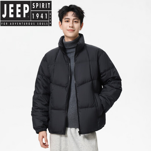 JEEP SPIRIT Простая и модная мужская пуховая куртка с высоким воротником-стойкой, зимняя новая ветрозащитная и теплая куртка 2026 года, темно-серая, XL Вес 130-150Jin Jin равен 0,5 кг
