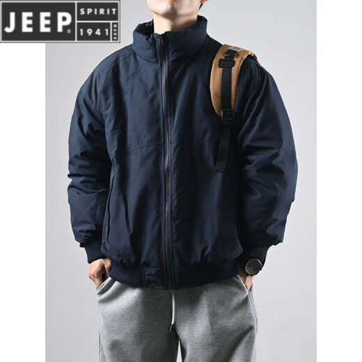 JEEP SPIRIT2026 Новый пуховик с воротником-стойкой, мужская свободная повседневная теплая куртка в японском стиле в стиле ретро, пара универсальных зимних темно-серых M-130Jin Jin весит 0,5 кг.