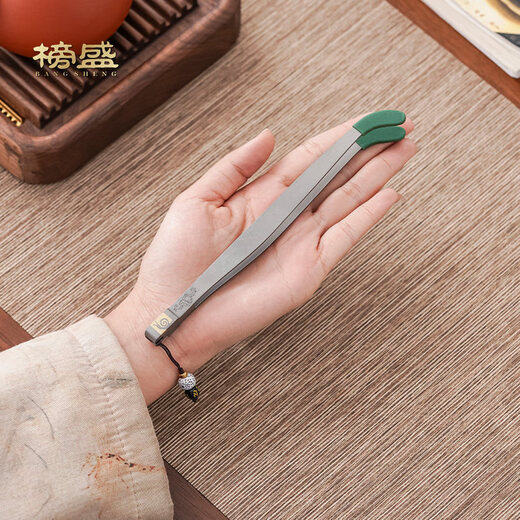 He Jiagong tea clip pure titanium tea clip tweezers high-end Chinese tea leaves tea cup tea clip washing cup clip non-slip tea drinking kung fu tea set six-character mantra titanium tea clip + pure titanium water drop tea filter set