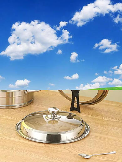 Yusenyi pot lid stainless steel household wok steamer 28cm-42cm pan pot lid universal heightened visible pot lid 30cm (pure steel handle) for food contact