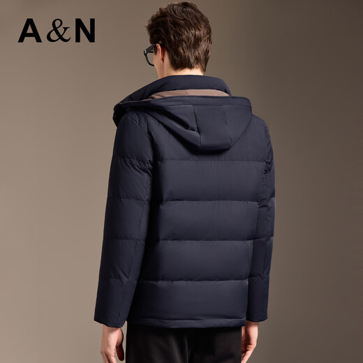 Antonio Heavy Down Light Luxury Business Hooded Down Jacket Men's Short 25 Winter Middle-aged Thickened Down Jacket Navy M/48 170/88A