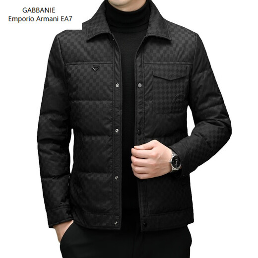 Emporio Armani EA7 Armani 2026 high quality men's winter lapel down jacket thickened warm workwear outdoor sports plaid 90 white duck black XL 180