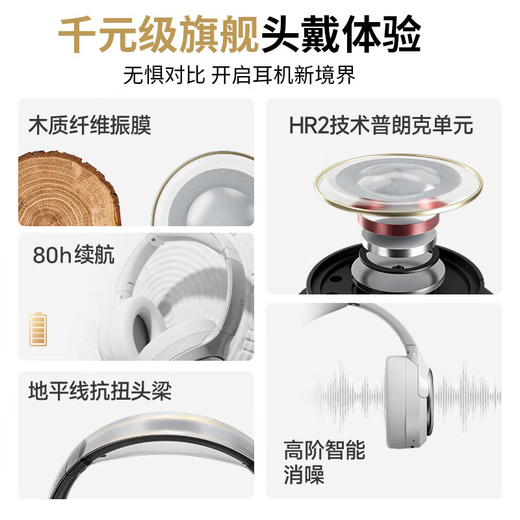 Weak water and sand 2025 new Cambrian headset Bluetooth wireless noise reduction headset mobile computer game low latency ultra-long battery life sent to boyfriend and girlfriend students flagship version gauze gray | IMAX level immersive sound